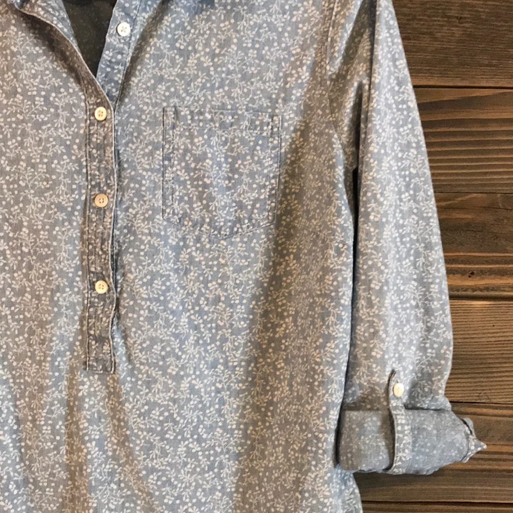 L.L. Bean chambray floral shirt